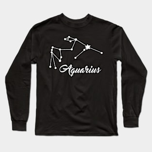 Aquarius - White print Long Sleeve T-Shirt